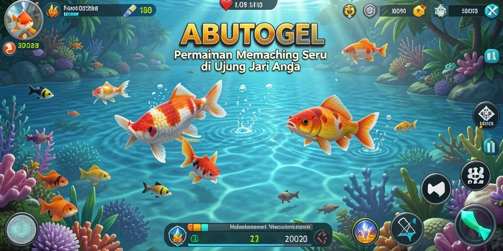 Tampilan gameplay ABUTOGEL dengan aksi memancing yang seru dan mengasyikkan.