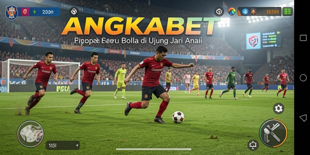 Screenshot gameplay <strong>ANGKABET</strong> menampilkan aksi seru di lapangan sepak bola.