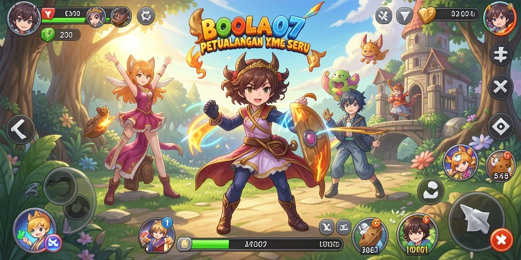 Screenshot gameplay BOLA07 dengan karakter Anime yang unik.