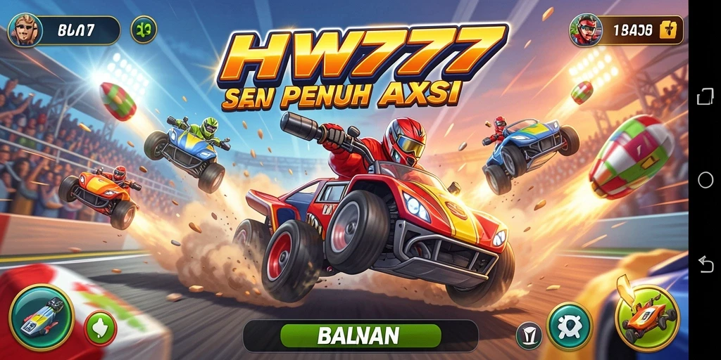 Tampilan gameplay seru balapan mobil di HW777.