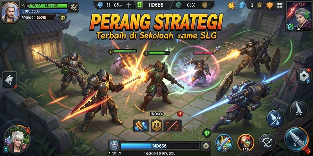 Screenshot gameplay IND666 menampilkan pertempuran intens dan strategi yang terencana.