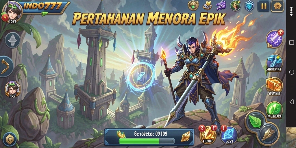 Tampilan gameplay seru dan strategi menara dalam INDO777.
