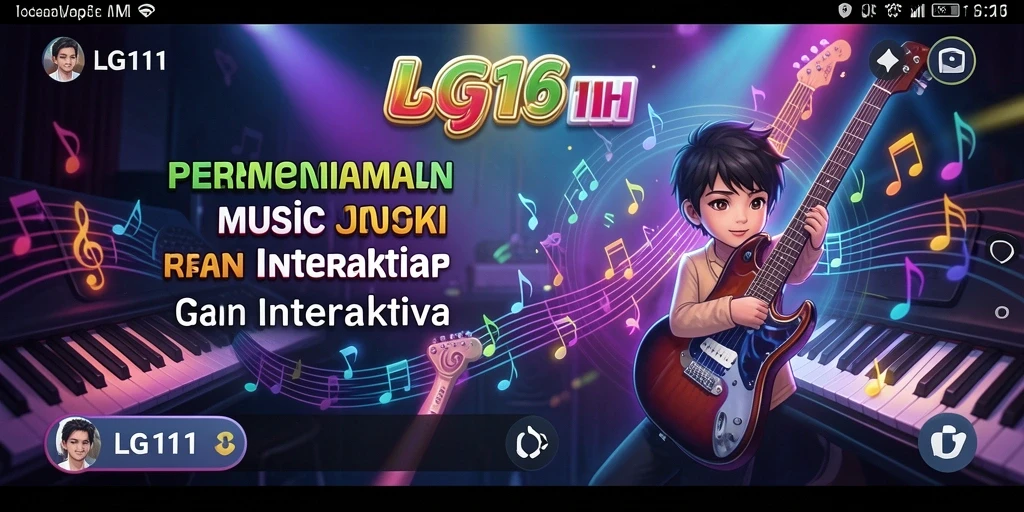 Tangkapan layar gameplay LG111 yang menunjukkan interaksi pemain dengan musik.