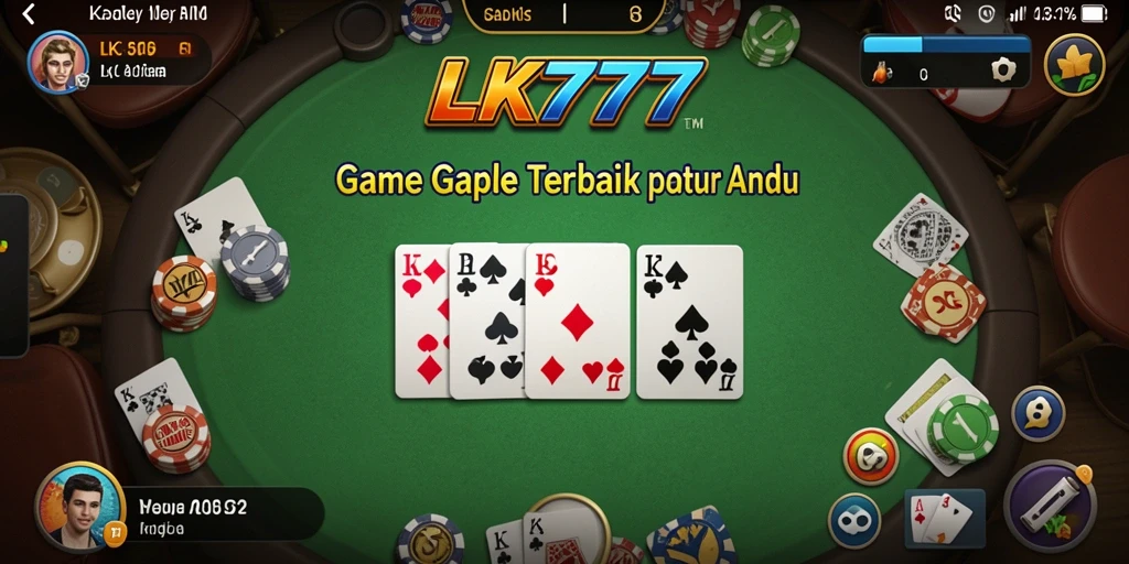 Tampilan gameplay LK777 dengan suasana permainan Gaple yang seru.
