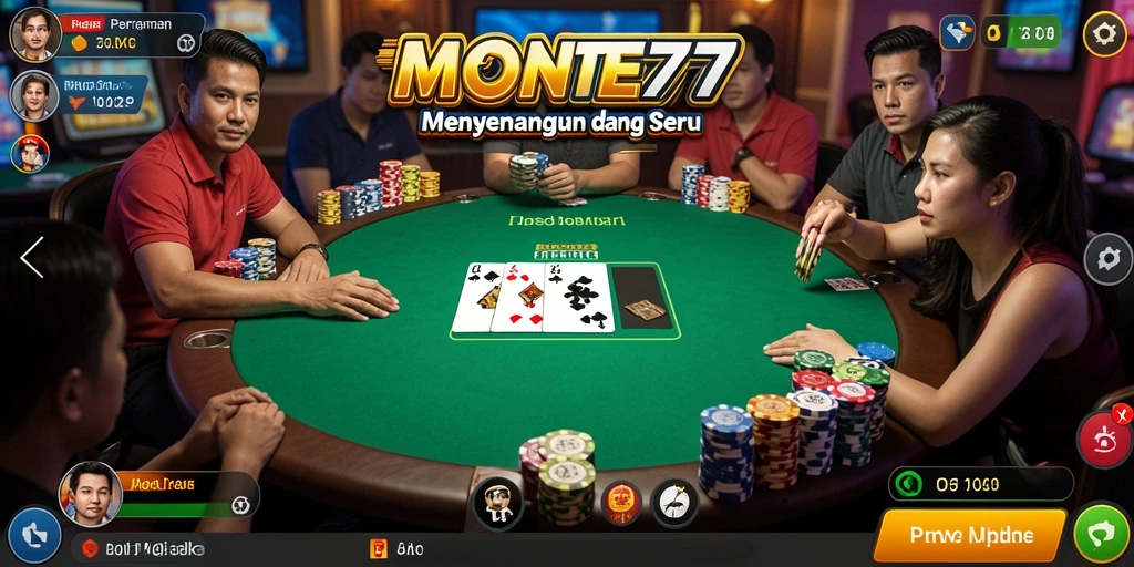 Gameplay Poker yang seru dan mendebarkan di MONTE77.