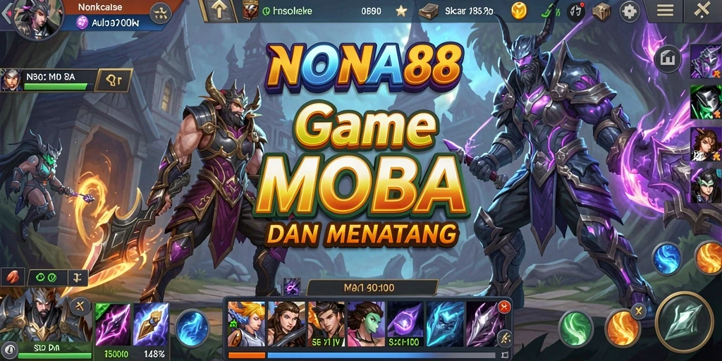 Screenshot gameplay seru NONA88 di arena pertempuran.