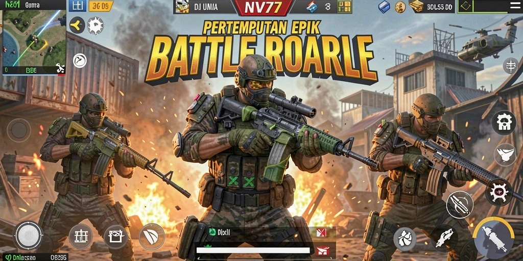 Gameplay NV77 yang intens dalam pertempuran Battle Royale