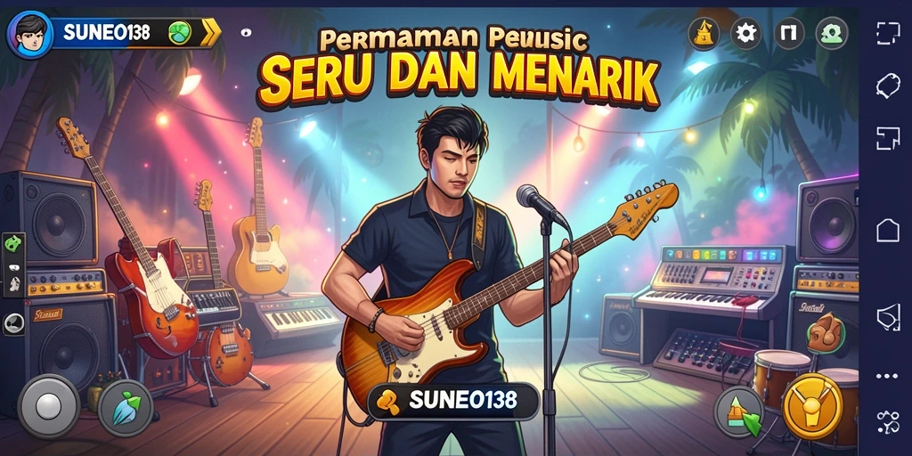 Screenshot permainan SUNEO138 menunjukkan pemain menciptakan lagu.