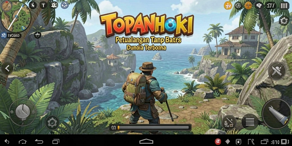 Screenshot gameplay <strong>TOPANHOKI</strong> yang menampilkan petualangan di dunia terbuka.