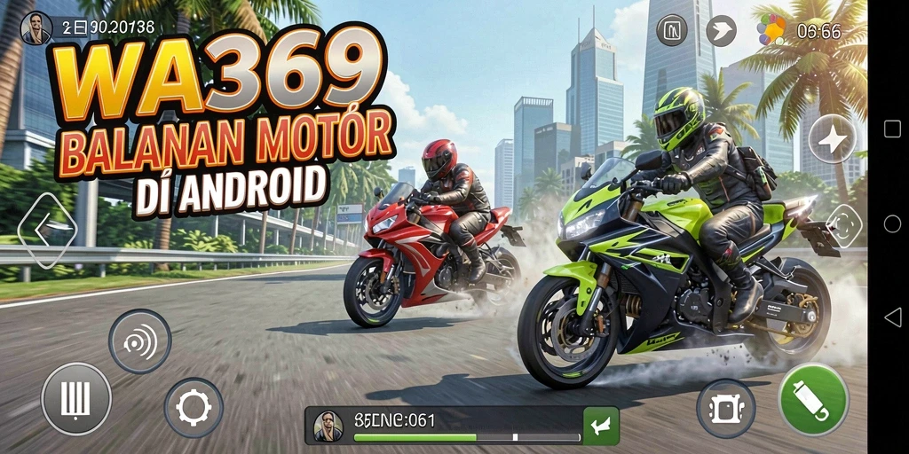 Screenshot gameplay WA369 menampilkan balapan motor yang seru dan mendebarkan.