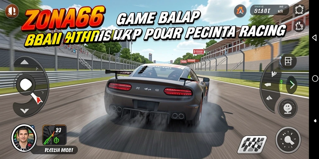 Screenshot gameplay ZONA66 menunjukkan aksi balap yang intens dan grafis yang menakjubkan.